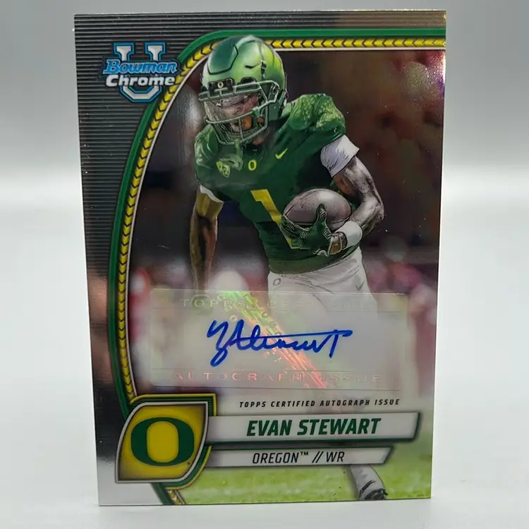 2024 Bowman U Football Evan Stewart Auto #PA-EST Oregon Ducks