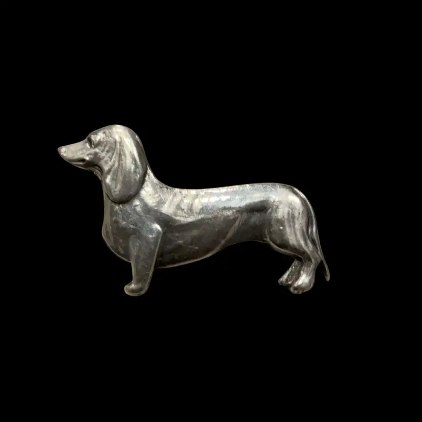 Vintage Sterling Silver Dachshund Brooch Pin 1.20”, 4.9g