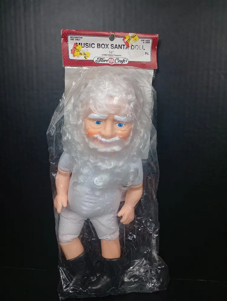 Vintage 14 " New In Package " Music Box Santa Doll 1992 Billie Peppers Fibre Crafts Doll