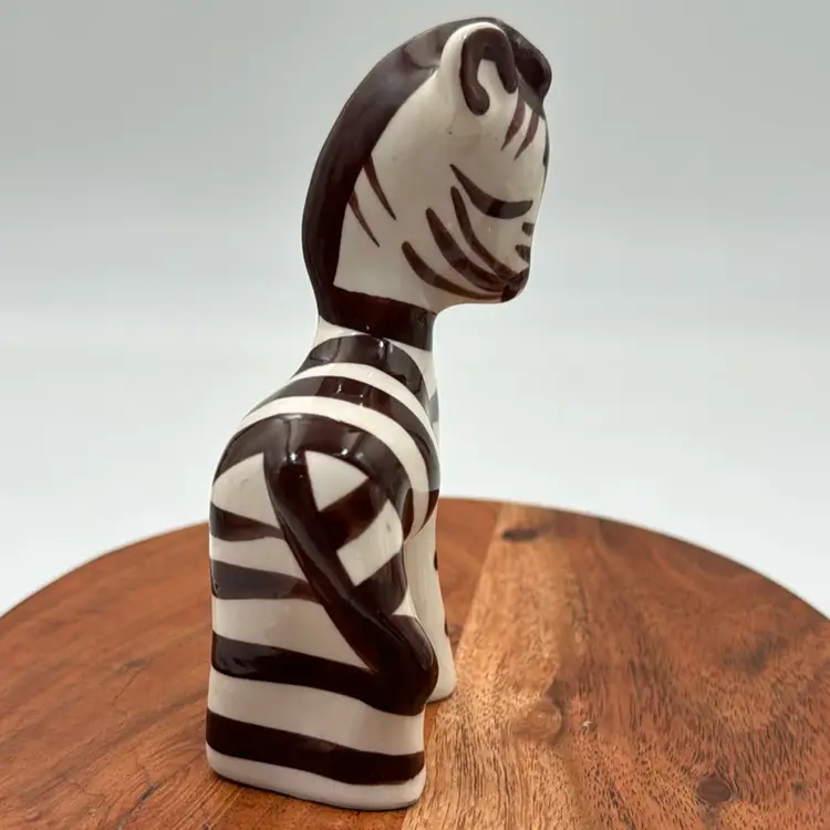 Zebra Striped Ceramic Pottery Art Work Figurine African Animal