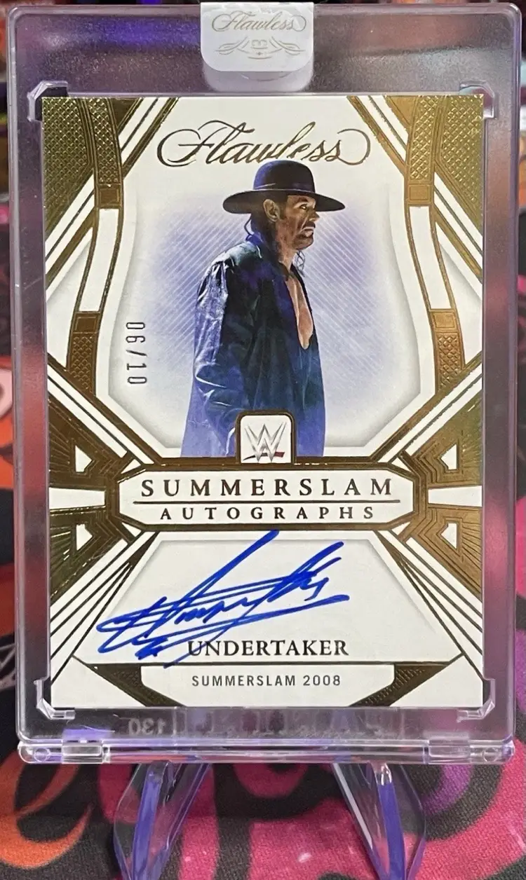 Undertaker 2024 Summerslam 08’ WWE Panini Flawless SSL-UN Gold On Card Auto 6/10 SSP “Encased”
