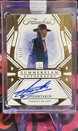 Undertaker 2024 Summerslam 08’ WWE Panini Flawless SSL-UN Gold On Card Auto 6/10 SSP “Encased”