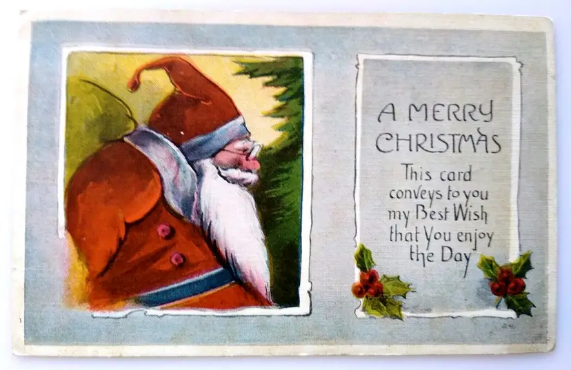 Santa Claus Merry Christmas Postcard Saint Nick With Glasses Series 241 Vintage