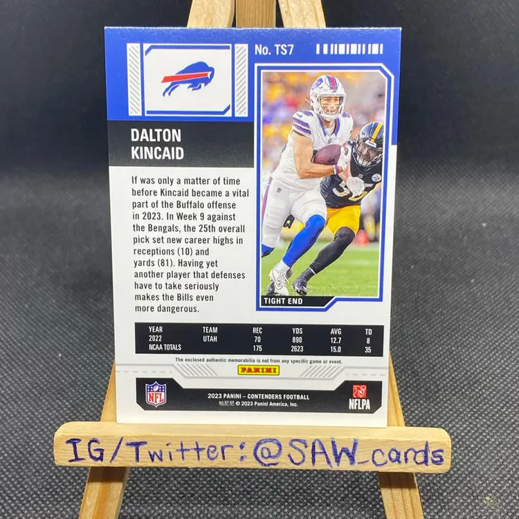 Dalton Kincaid 2023 Panini Contenders Rookie Ticket Buffalo Bills