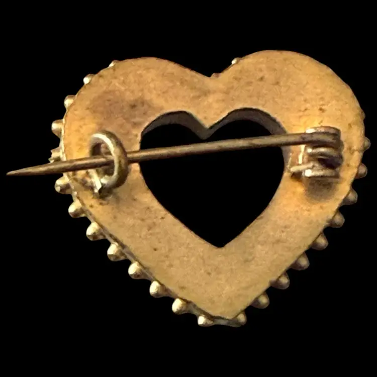 Micro Mosaic Floral Heart Brooch 1”