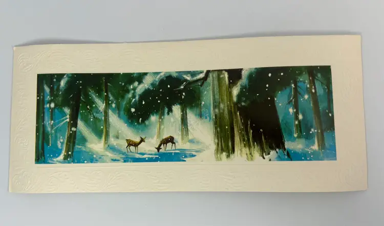 Vintage Set of 4 UNUSED Medallion Greetings Long Christmas Cards