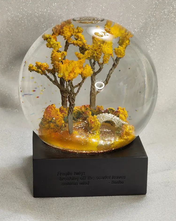 Cool Snow Globes Autumn Fall Gold Silver Red Snow Stone Bridge c 2013