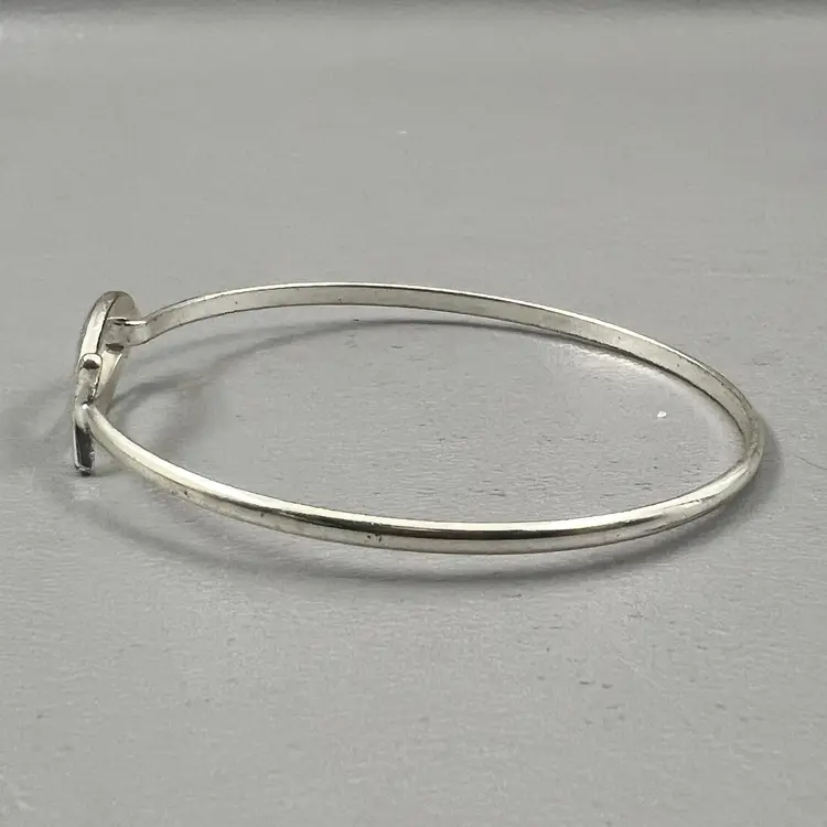 Vintage Silver Tone Ichthus Jesus Fish On Hook Bangle Bracelet Christian