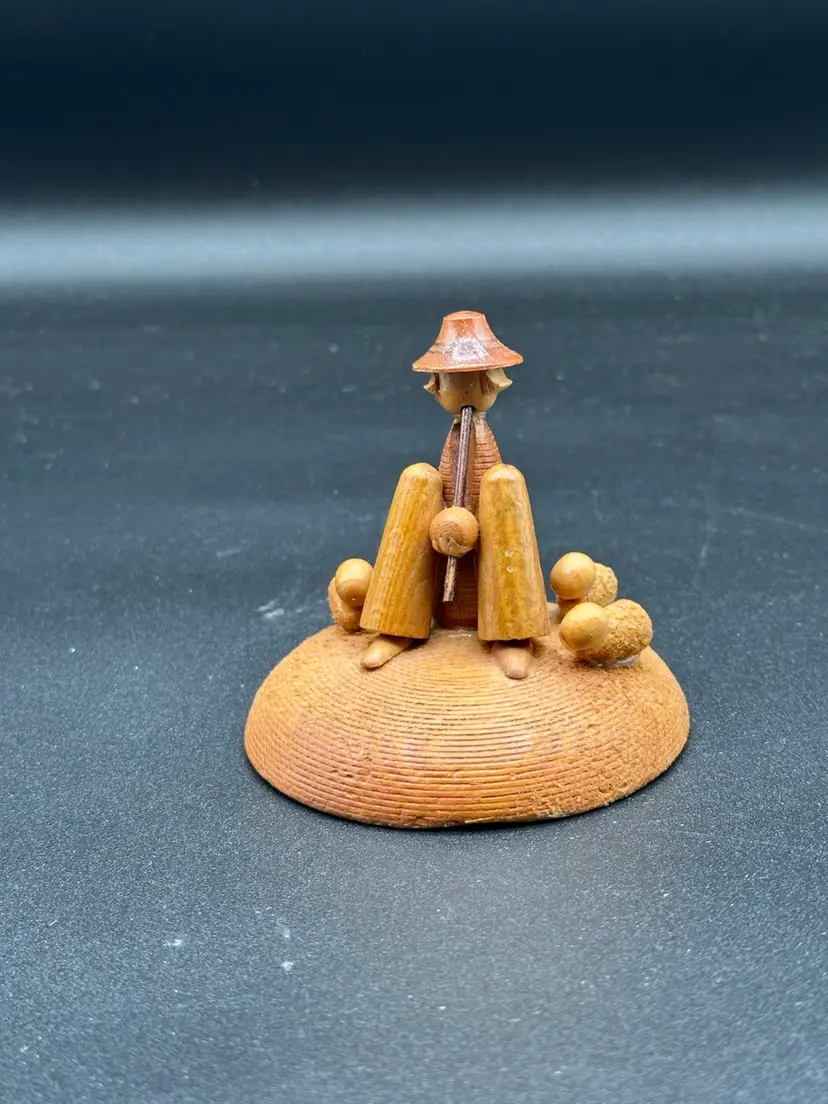 Mid Century Modern Minimalist Wood Nativity Shepard