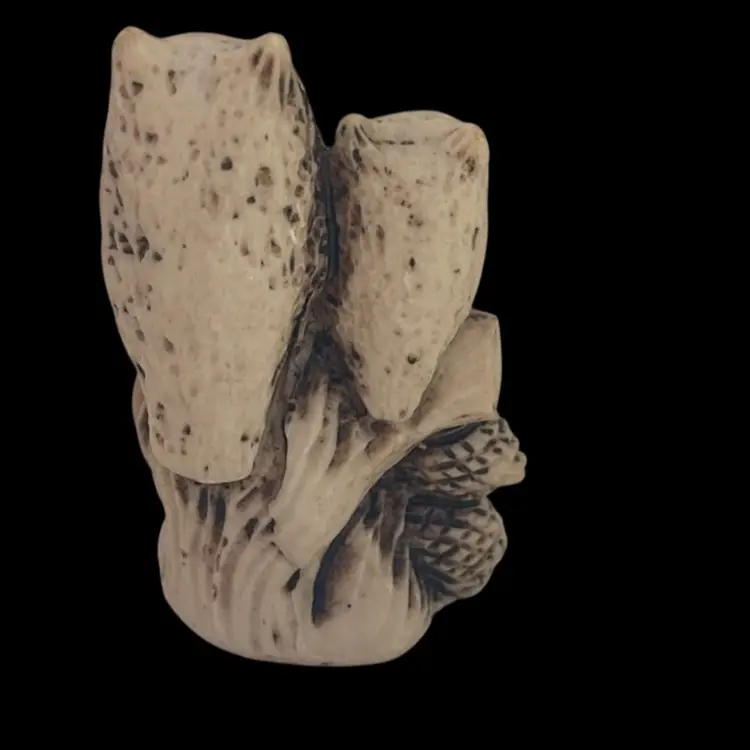 Made In Mexico 2 Owls Sitting In Tree Trunk