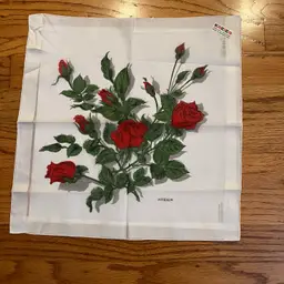 Hankie Switzerland Red Rose -Original Tags 12”