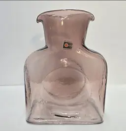 Vintage 1980s Blenko Lilac Amethyst Orchid Water Bottle Double Spout Pitcher Vase 384. Immaculate.