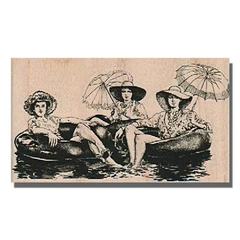 3 Women In Tubes Rubber Stamp