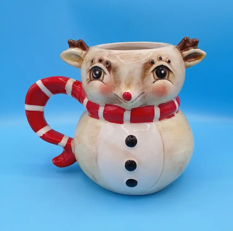 Vintage Johanna Parker Reindeer Ceramic Mug, Christmas Holiday Decor
