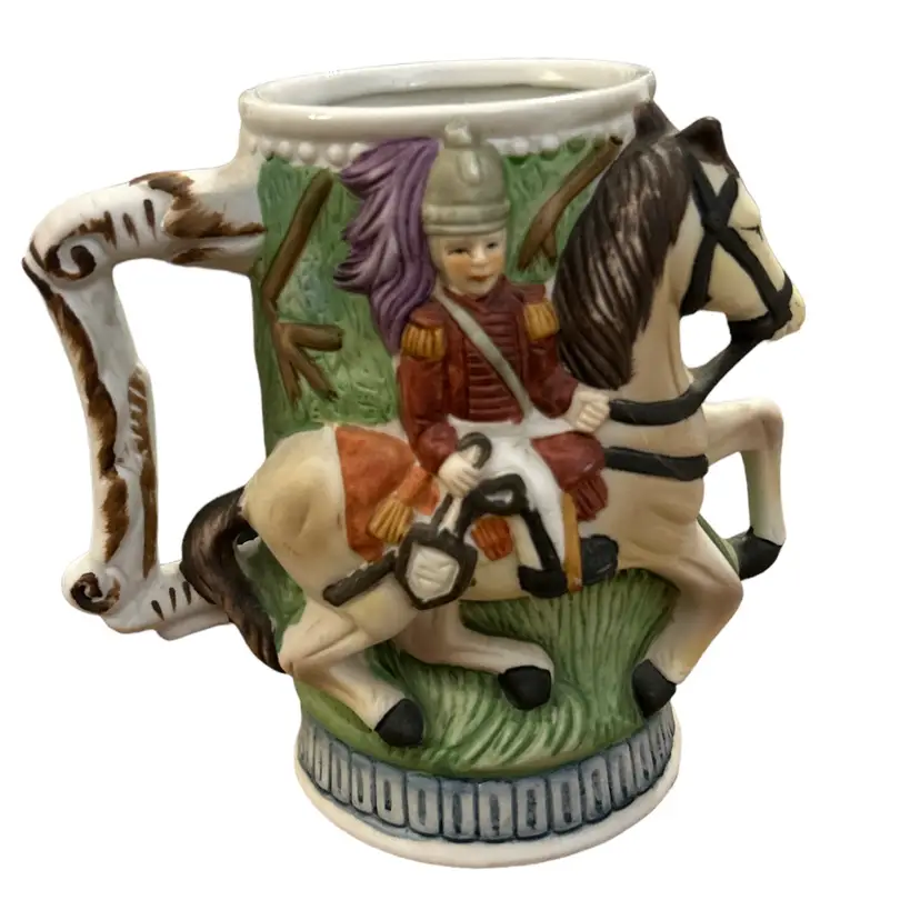 Vintage 3D Stein - Military Man on Horse