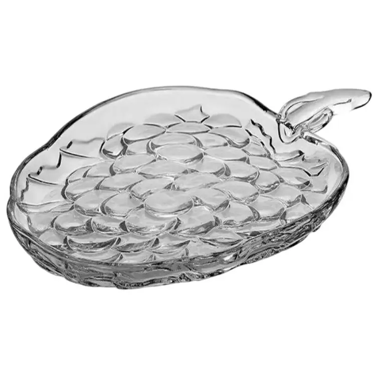 Clear Glass Grape Cluster Shaped Serving Tray Dish Decorative Fruit Design Plate