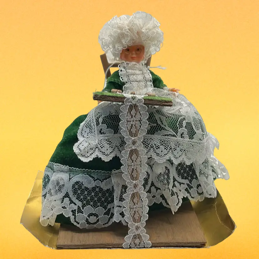 21. Vintage 60s Belgium Brussels Bruxelle Lace Maker Doll Souvenir International