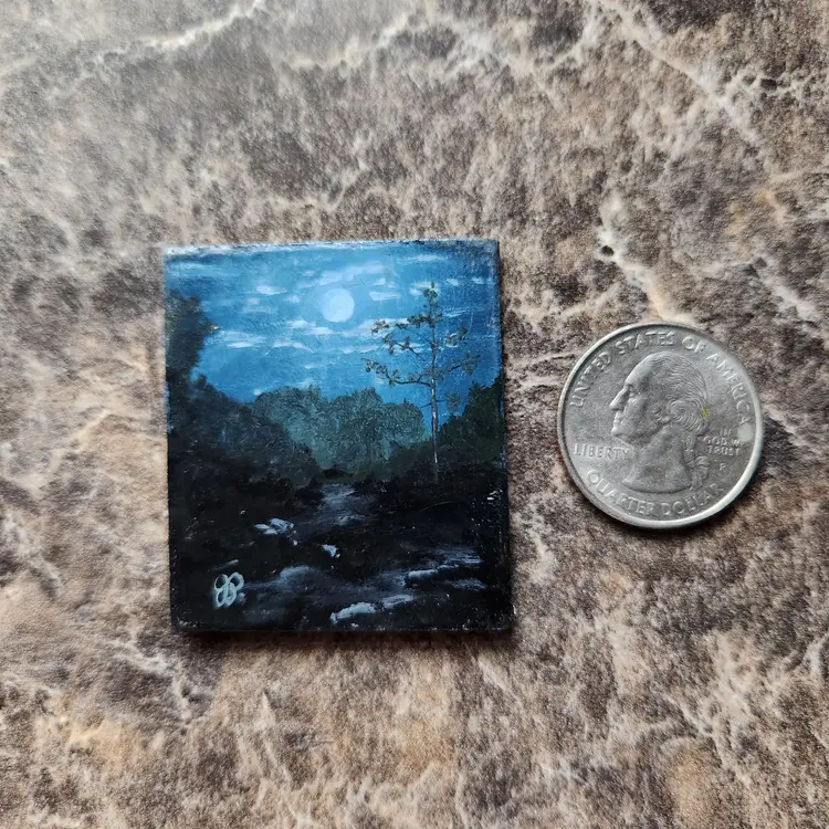 Miniature Oil Painting On Masonite Board Signed By The Artist Free Shipping