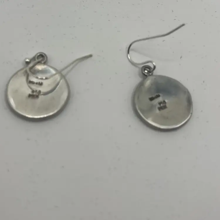 Sterling Silver Mayan  Earrings Inlaid With Opal