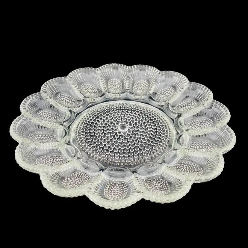 Indiana Glass Dewdrop Egg Relish Tray Clear Vintage Retro