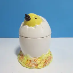 vintage chick hatching out of an egg trinket dish Easter farm country decor Rubel & Co