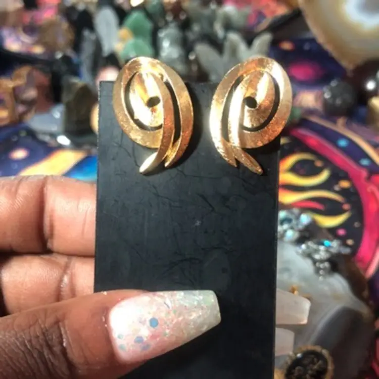 Golden Swirl Statement Earrings