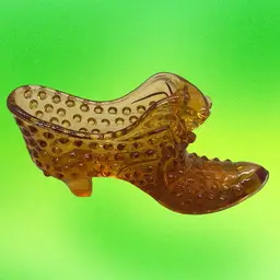 02 Fenton Hobnail Amber Cat Head Shoe