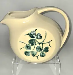 McCoy Water Pitcher Stoneware Embossed Shamrock Vintage 1948