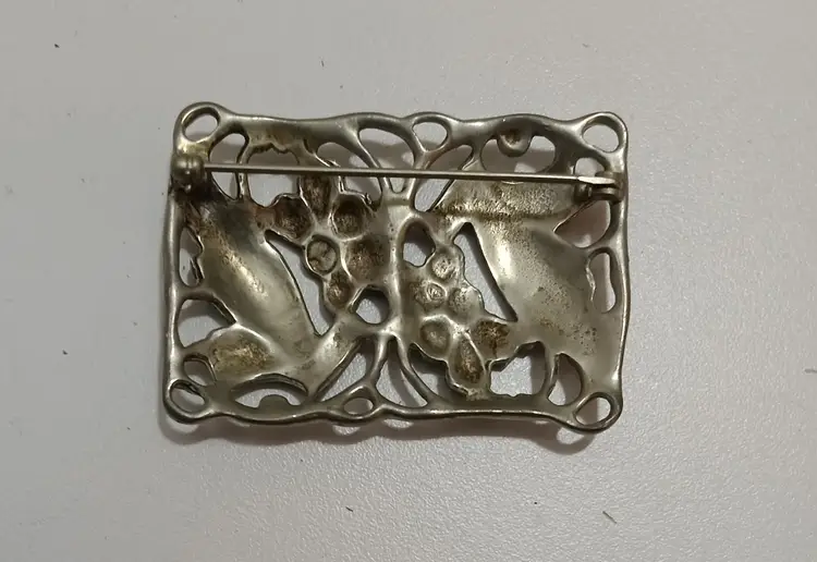 Vintage Pewter Art Nouveau Brooch