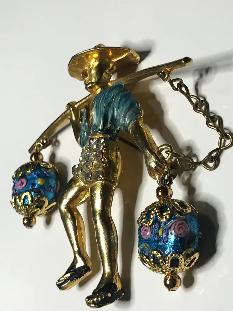 Rare L. Mark Rice Weiner Gold Tone Pot Metal Brooch Circa: 1941