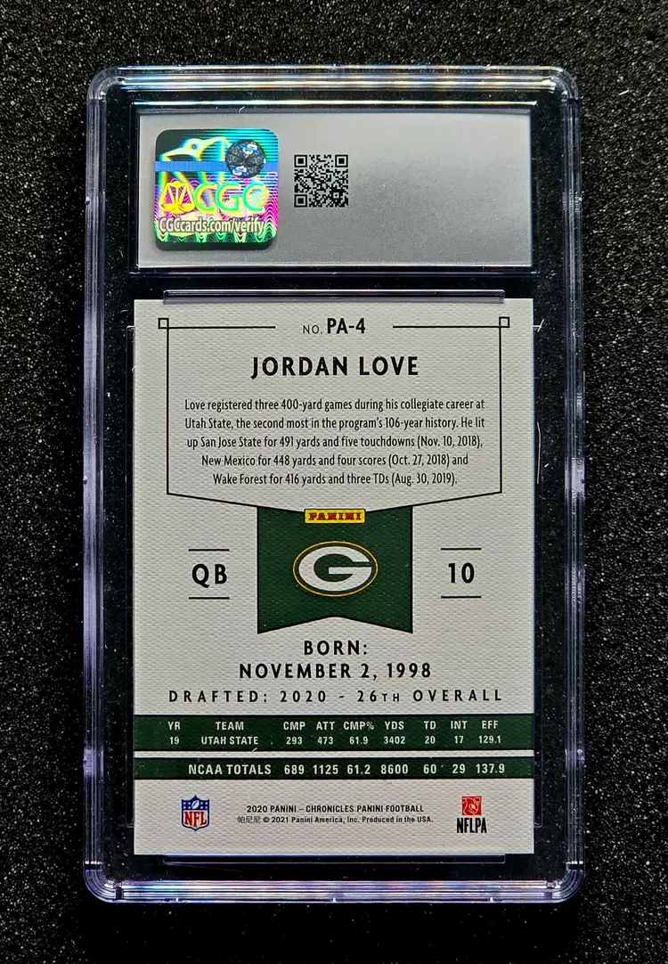 2020 Panini Chronicles #PA-4 Jordan Love TEAL RC Rookie CGC 9 Mint