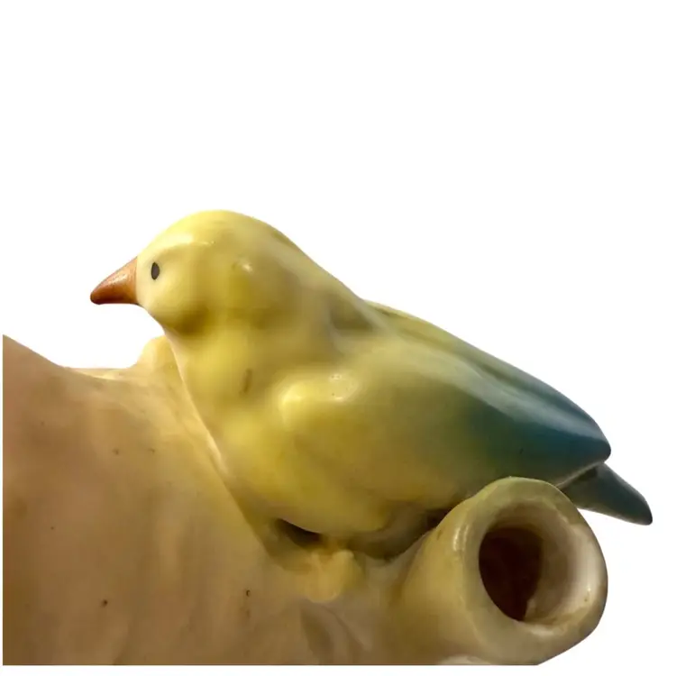 Czech Bird & Birdhouse Wall Pocket Yellow/Blue Bird Red Dime Mark Czechoslovakia-Czech 4-7/8” T x 3-7/8” W