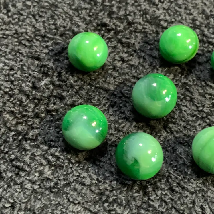 9-Green Swirl Glass Marbles 1/2"