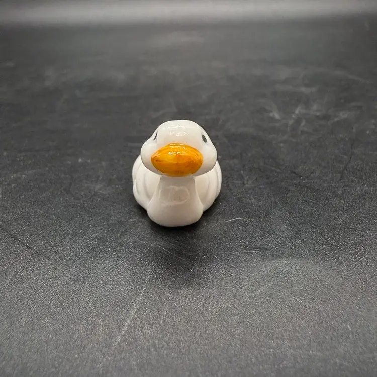 Vintage Ceramic Miniature White Duck Duckling Figurine Tiny 1/2" Tall