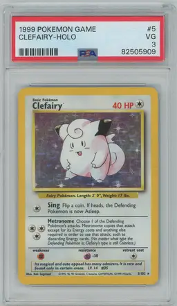 Pokémon 1999 Base Set Unlimited Holo Clefairy #5 PSA 5