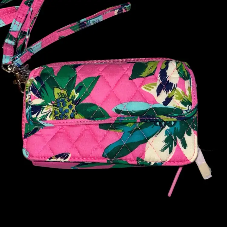 Vera Bradley All In One Crossbody and Wristlet in the vibrant "Tropical Paradise" pattern.