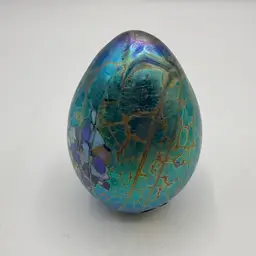 Cape Byron Hot Glass Studio Australia 1990 Dichroic Egg Shaped Paperweight