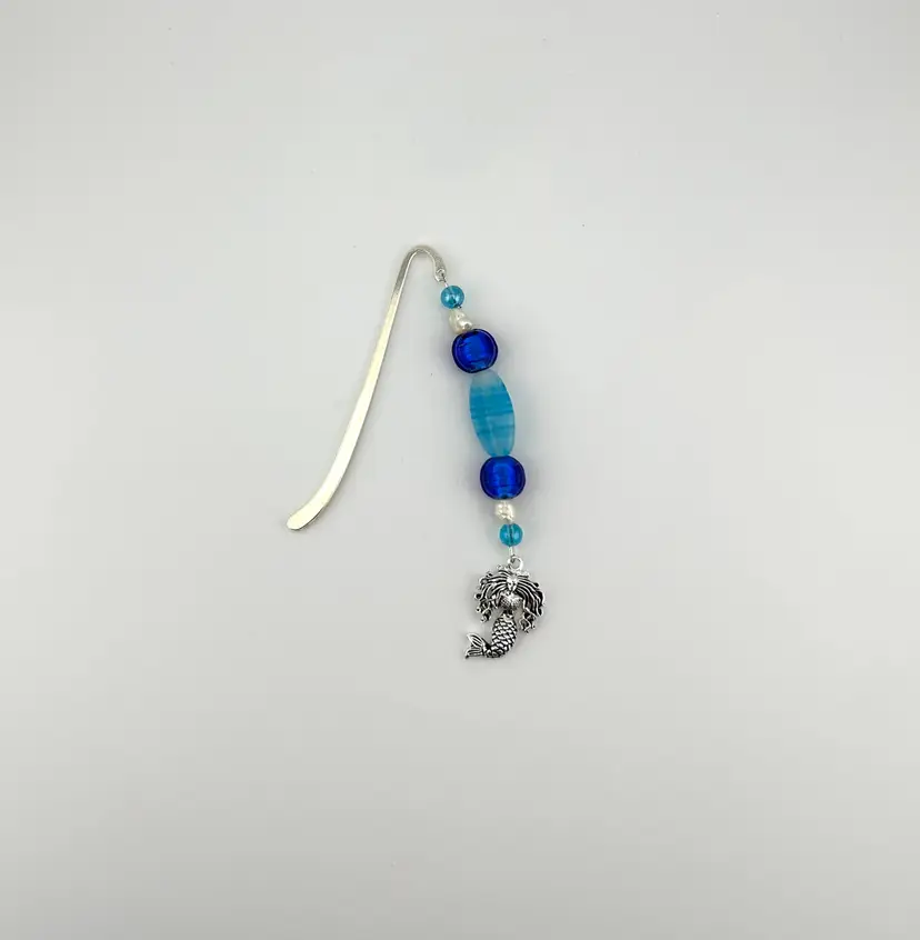Silver Tone Beaded Mermaid Bookmark 4.5”