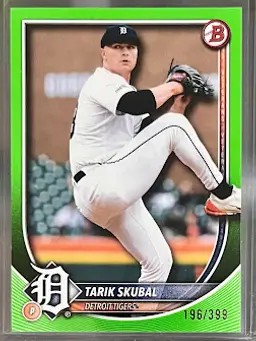 2025 Bowman Tarik Skubal Lime Green Parallel Serial #196/399 Detroit Tigers