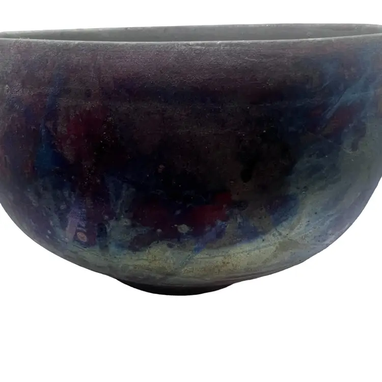Shu-Chen Cheng Raku Large Pottery Bowl 5.5”x 9”