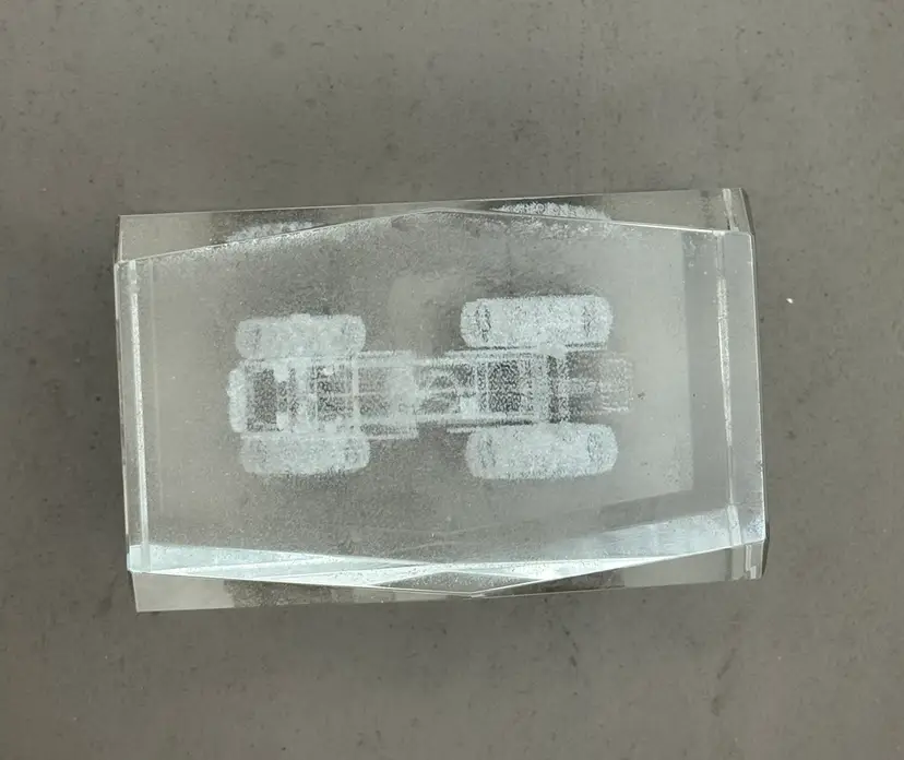 Clear Laser Etched Paper Weight - Tractor 2”x3”