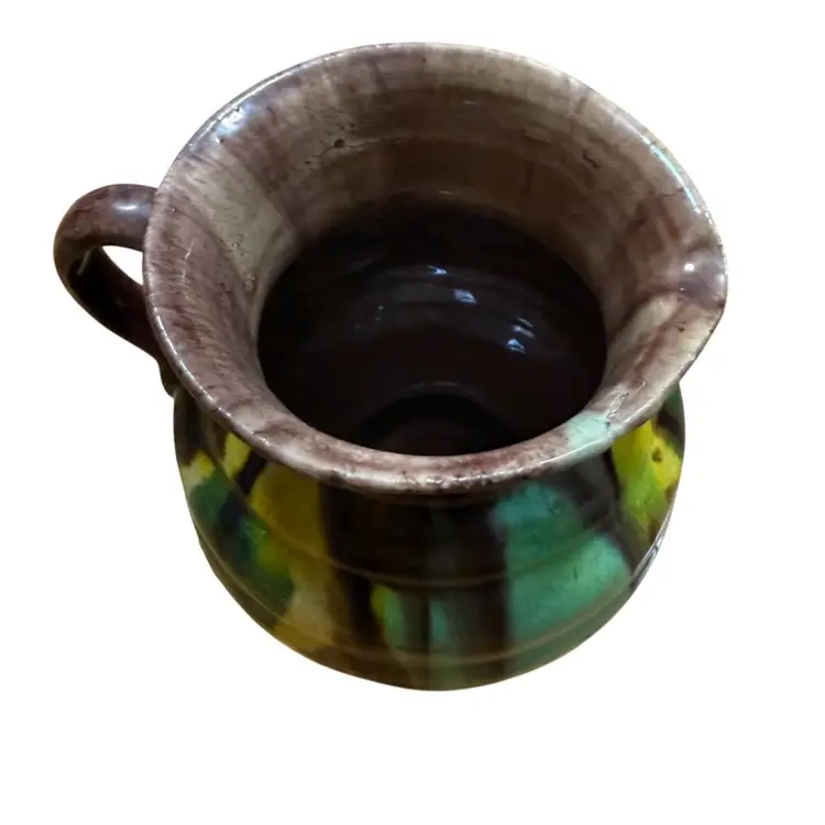 vintage Oaxacan drip glaze pottery pitcher