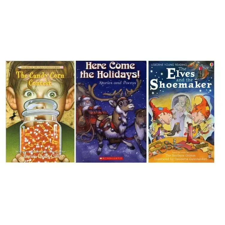 Kids Holiday Book Lot Candy Corn Contest Halloween Fall Christmas Read 3 Books