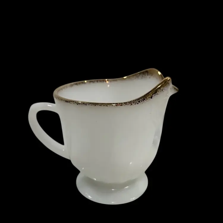Fire King Golden Anniversary White Swirl Creamer