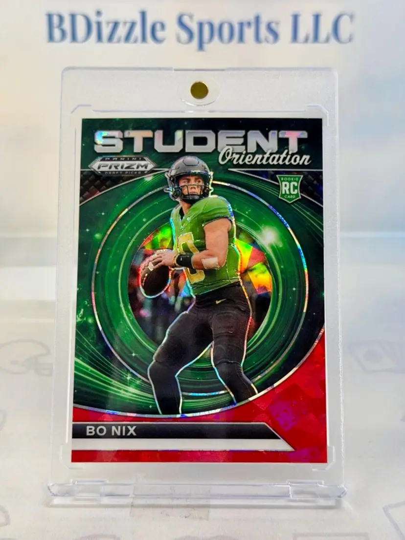 2024 Panini Prizm Draft Picks Bo Nix Student Orientation Red Ice #SO-BN RC
