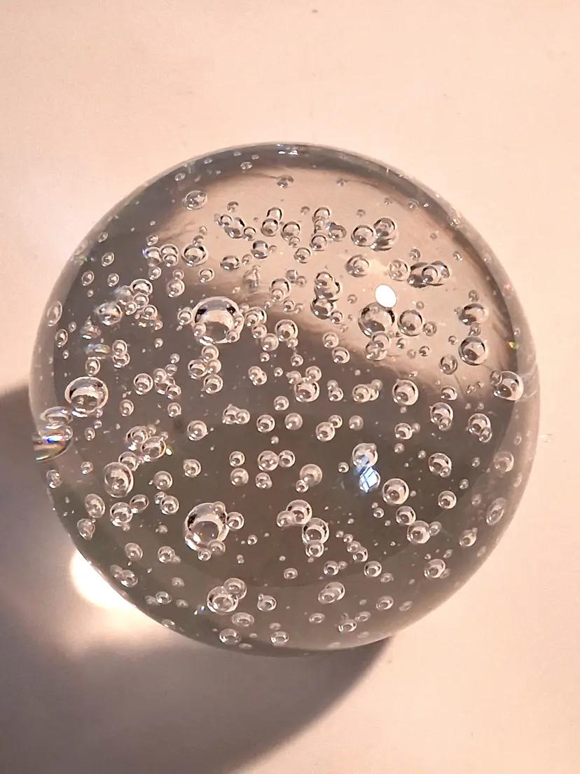 Vintage Clear Glass Controlled Bubble Magnum Paperweight