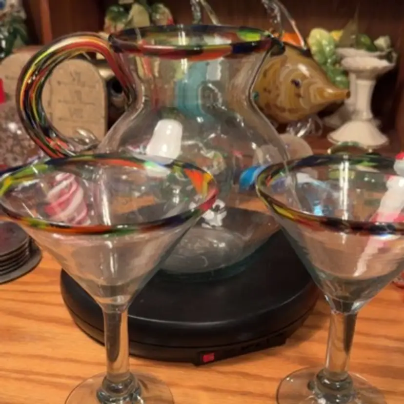 Confetti Margarita Pitcher W/ 2glasses Handblown
