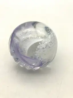 Caithness Scotland “Misty” Ethereal Paperweight White And Lavender Cosmic Swirl 2.5”