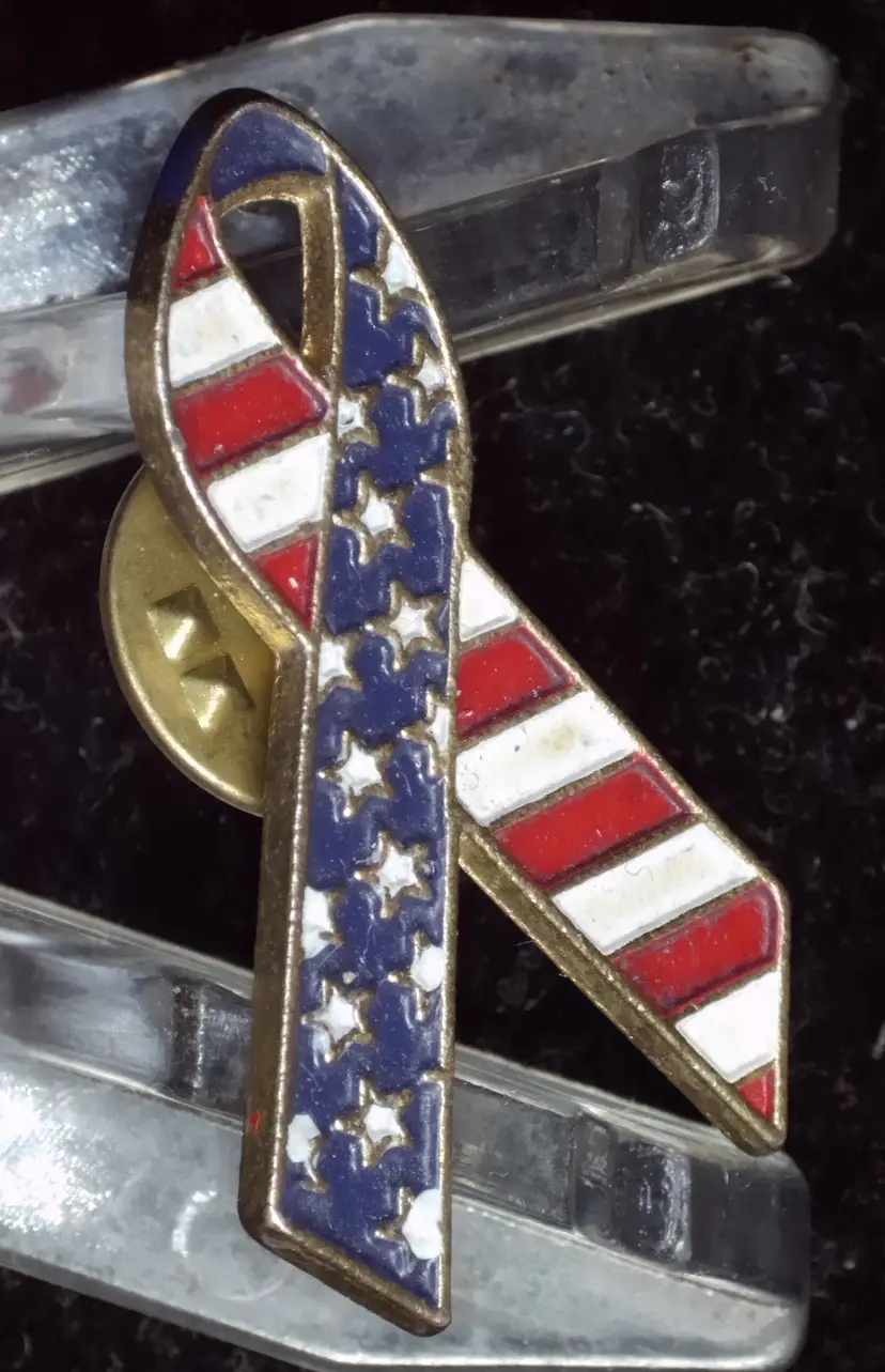 American Flag Red White Blue Ribbon - Lapel Pin Hat Pin - Fourth USA Patriotic