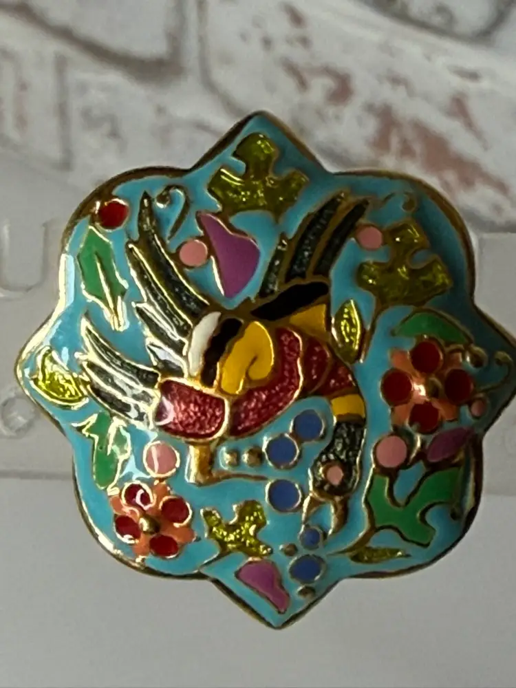 Joan Rivers Cloisonne Clip On Earrings Enamel Goldtone Signed